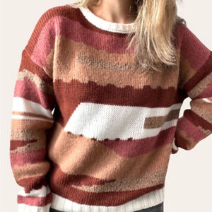 Elsamanda Sweater Size S Brown Multi-Color Sweater - Small